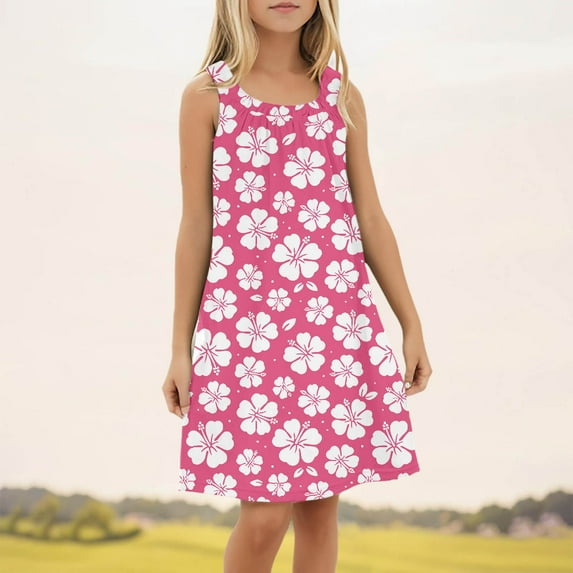 Girls' Dresses Beach Swim Cover Up Summer Sleeveless Tank Kids Outfits