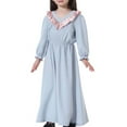 thumbnail image 1 of Girls Dresses,Big Girls Teenagers Muslim Dress,Prayer Maxi Dress Hijab Islamic Abaya Long Sleeve Striped Round Neck Pleated A Line Swing Dress 4-17 Years, 1 of 5