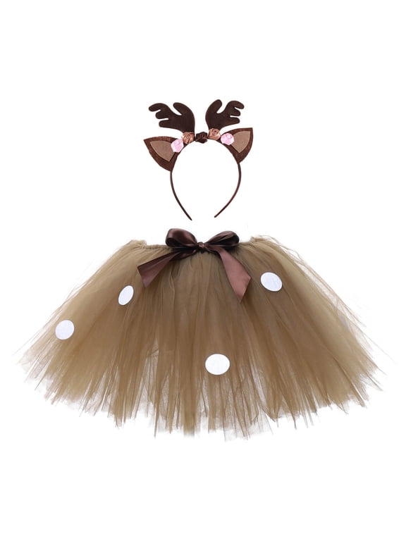 Girls Dresses Carnival Deer Tutu Skirt Cartoon Mesh Short Skirt Kids Girls Athletic Dress