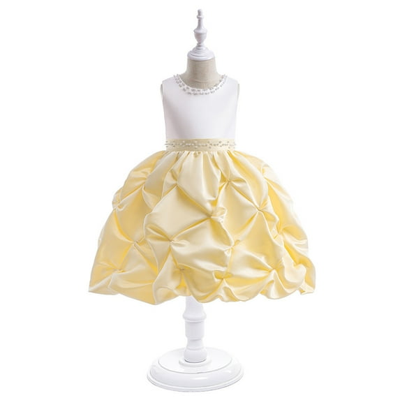 Girls' Dresses Children Beaded Satin Cloth Fashion Festival Catwalk Christening Kids Outfits