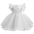 thumbnail image 1 of Girls Dresses Children Sequin Solid Color Fly Sleeve Mesh Tutu Prom Dresses Party Evening Wedding Princess Dress Size 18 M-24 M, 1 of 7