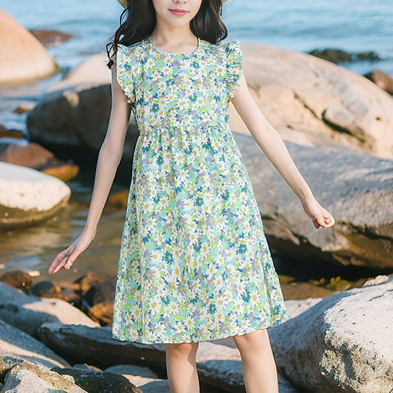 Girls Dresses Children's Casual Floral Beach Kids Clothing