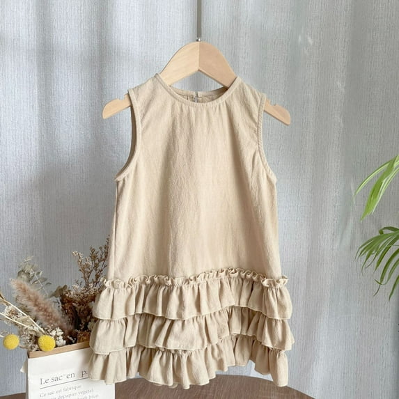 Girls' Dresses Children's Linen Lace Vest Sleeveless Princess Fashion Children Kids Clothing