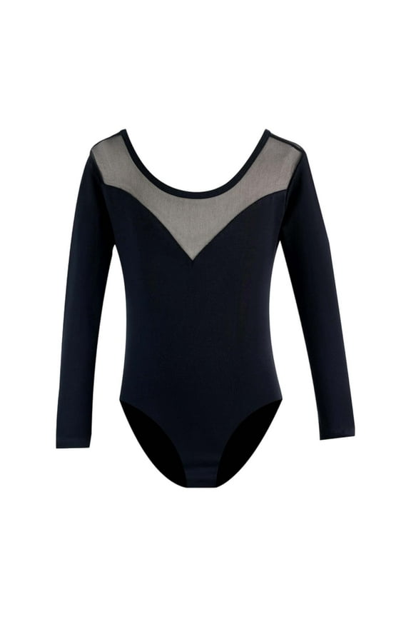 Black Leotard for Girls Dance Ballet Long Sleeve Performance Outfits Unitards Stretchy Spring Summer Recital Practice Wear Size 18-24 M