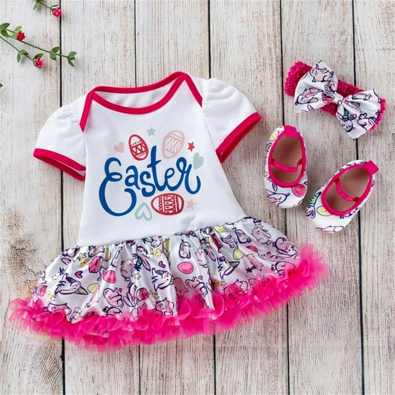 Girls Dresses Easter Bunny Floral Easter Rabbit Easter Kids Clothing