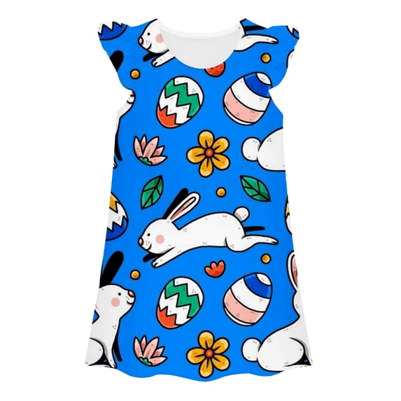 Girls Dresses Easter Print Princess Gown Casual Wear Cute Kids Clothes