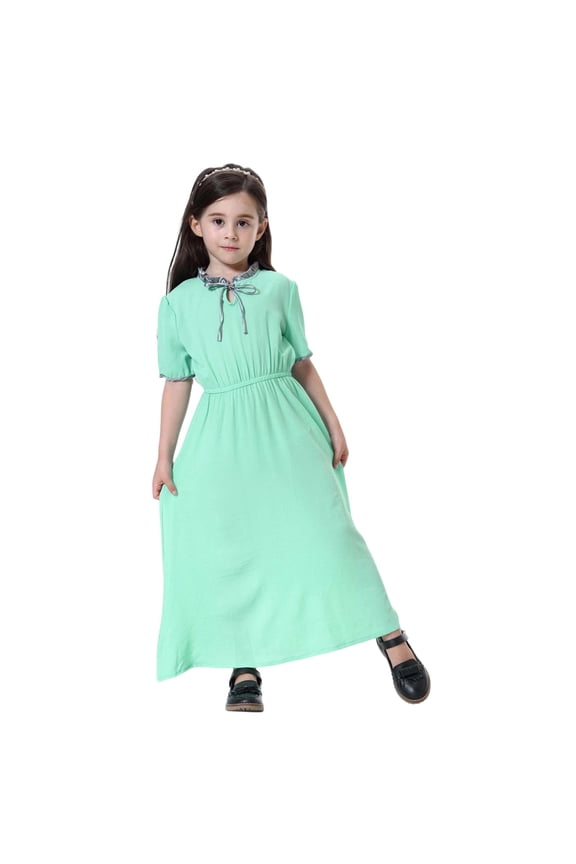 Girls Dresses Elegant Long Sleeve Maxi Teen Casual Party Comfortable Outfit Green Dress Size 2-3 Y