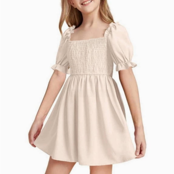 Girls' Dresses Elegant Ruffle Sleeve Kids Dress for Girls Teenagers Summer Dresses