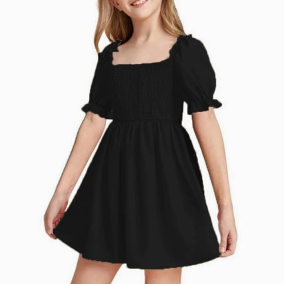 Girls' Dresses Elegant Ruffle Sleeve Kids Dress for Girls Teenagers Summer Dresses