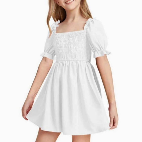 Girls' Dresses Elegant Ruffle Sleeve Kids Dress for Girls Teenagers Summer Dresses