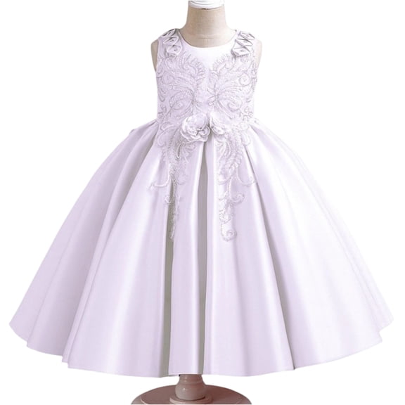 Girls Dresses Elegant Sleeveless Floral Princess Dress for Christmas Wedding Party Birthday Prom Gown
