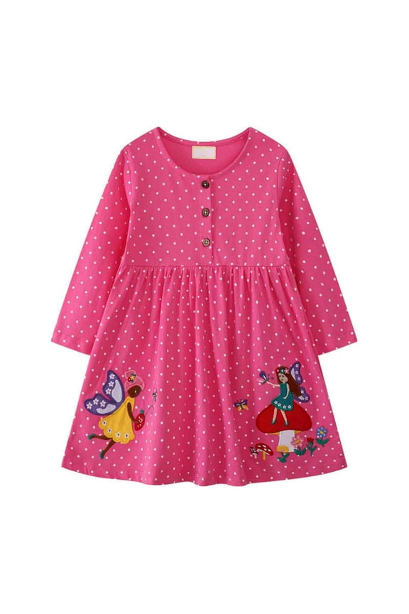 Girls' Dresses Embroidered Patchwork European Style Long Sleeve Kids Outfits