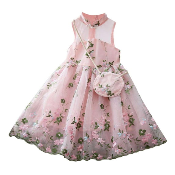 Girls Dresses Fancy Kids Sleeveless Lace Baby Summer Toddler Party Flower Princess Dress Embroidery Tulle &Skirt Sun Dress