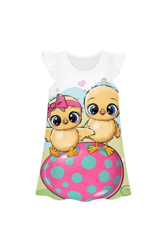 Girls Dresses Fashion Cute Print Princess Gown Casual Wear Cute Kids Clothing