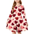 thumbnail image 1 of Girls' Dresses Fashion Graphic Crewneck Causal Dresses Cute Long Sleeve A Line Dress Kids Clothing Size 4-14, 1 of 5