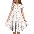 thumbnail image 1 of Lvshlubb Girls Dresses Floral Graphic Crewneck Fly Sleeve A Line Dress with Pockets Clothes for Girls Size 4-15, 1 of 6