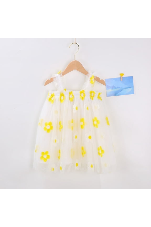 Girls Dresses Floral Pineapple Sleeveless Beach Tutu Layered Tulle Birthday Beach Kids Clothes