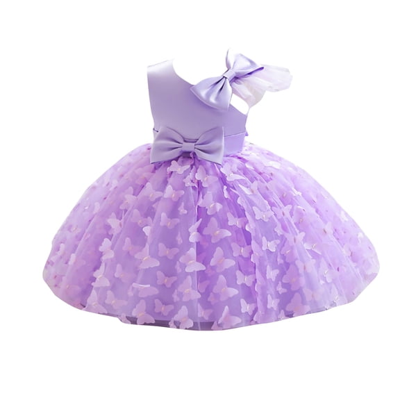 Girls Dresses Flower Girl Dress, Long Sleeve Sparkly Tulle Gown for Special Occasions, Perfect for Wedding, Birthday, and Holiday Party. 80Purple