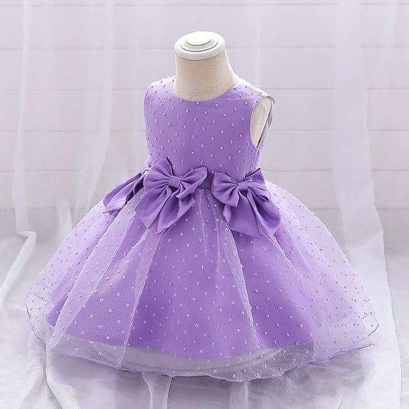Girls Dresses Flower Girl Dress Sleeveless Tulle Dress Tea Party Dresses for Girls Purple Dress for Girls Holiday Dress Girls Birthday Party Dress 3-6 Months
