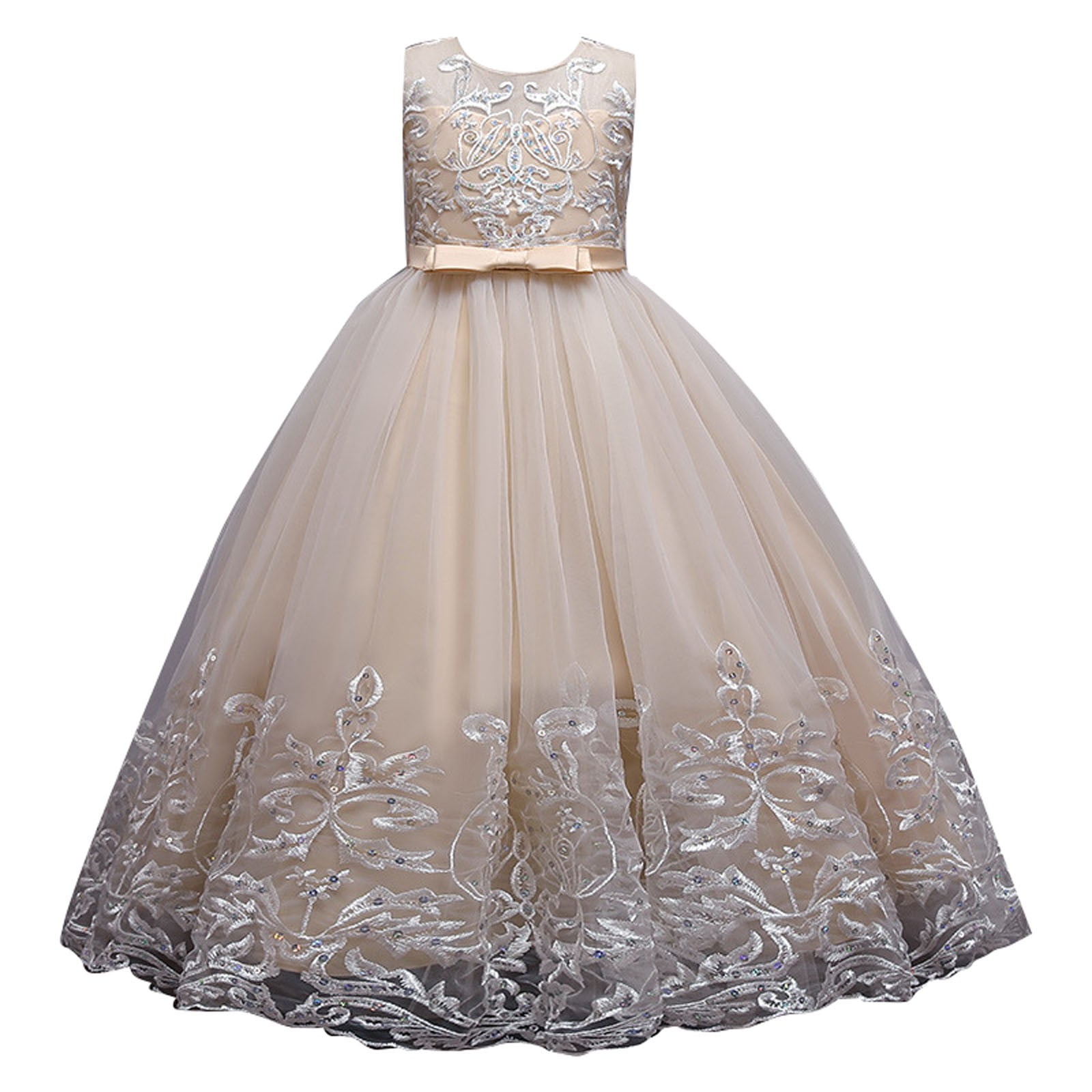 Boho Flower Girl Dress With Floral Tulle | Backless Long Maxi Gown For Weddings & Summer Parties 1 thumbnail image