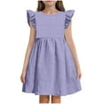 thumbnail image 1 of Girls' Dresses Fly Sleeve Dress Dance Party Dresses Spring And Summer Simple Style Clothes 4-12 Years, 1 of 6