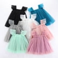 thumbnail image 1 of Girls Dresses Fly Sleeve Solid Color Mesh Tutu Dress Casual Summer Girls Spring Dress Light Pink 4-5 Years, 1 of 4