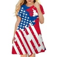 thumbnail image 1 of Girls Dresses Fourth Of July Independent Day Star Stripes Prints Short Sleeves Party Costome Princess Toddler Girls ,Size 5 Years-6 Years, 1 of 5