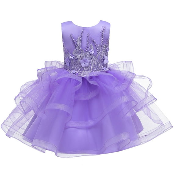 Girls' Dresses Girl's Kids Bridesmaid Gown Pageant Birthday Party Wedding Princess Floral Dress Baby Girl Dress 6 Years-7 Years