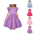 thumbnail image 1 of Girls Dresses Girls Formal Dresses Children Kids Girls Fly Sleeve Crew Neck Dresses Kids Summer Ruffle Sleeve Dress, 1 of 6