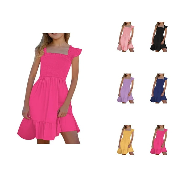 Girls Dresses Girls Formal Dresses Girls Summer Dresses Smocked Sleeveless With Pockets