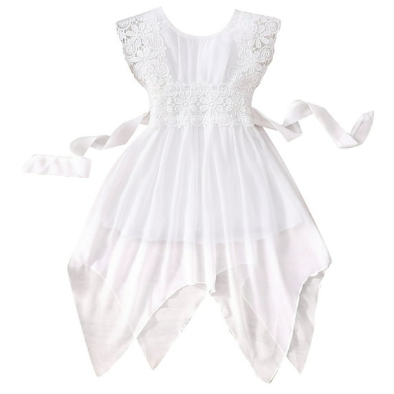 Girls Dresses Girls Princess Dress Girls Dresses Casual Party Floral Lace Trim Sleeveless Asymmetrical Hem Dress For Toddler Kids Comfortable Elastic Waist Spring Summer Fall Outfit