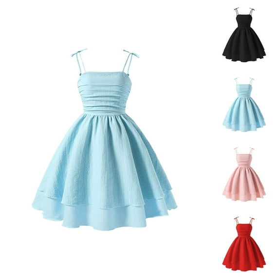 Girls' Dresses Girls Princess Dress Summer Girls Solid Color Dress With Bow Knot Sweet Sleeveless For Kids