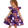 thumbnail image 1 of Girls' Dresses Halloween Cartoon Pumpkin Ghost Printed Flutter Sleeve Sundress Casual Halloween Gathering Clothes for Girls, 1 of 4
