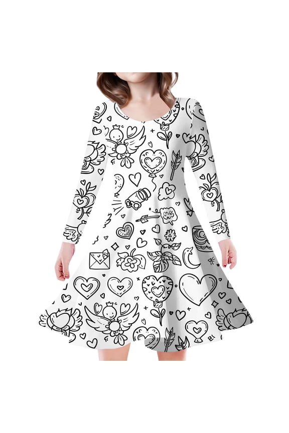Girls Dresses Handmade Doodle Sketch Coloring Fundiy Hand Painted Kids Clothing