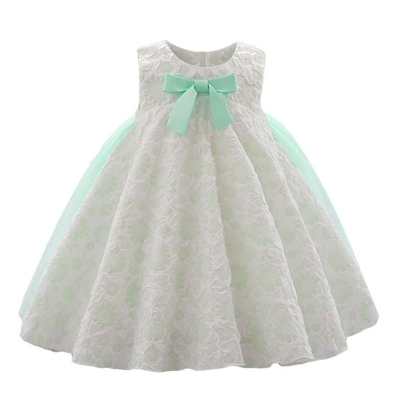 Girls Dresses Infant Bowknot Mesh Flower Dress Sleeveless Children Party Pageant Princess Dress Size 6 M-12 M