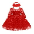 thumbnail image 1 of Girls Dresses Infant Flower Print Birthday Wedding Newborn Headbands Kids Outfits, 1 of 3