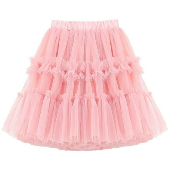 Girls Dresses Kids Baby Spring Summer Solid Ruffle Tulle Skirts Princess Skirts Pink Elegant Kids Outfits 7 Years-8 Years