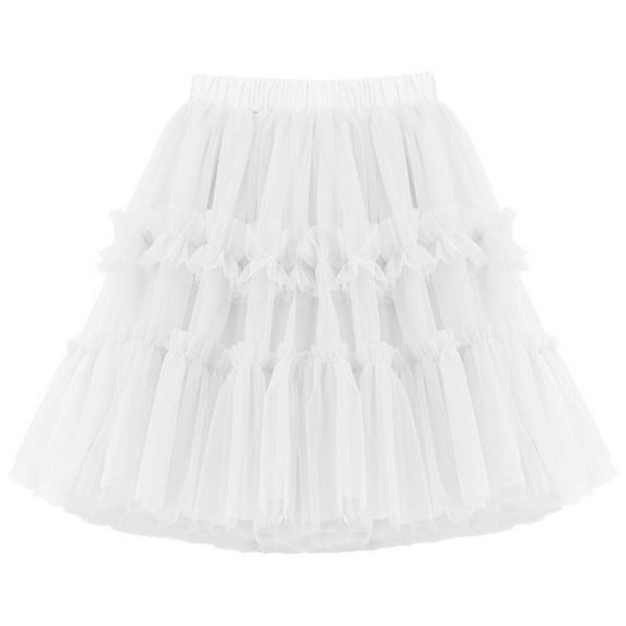 Girls Dresses Kids Baby Spring Summer Solid Ruffle Tulle Skirts Princess Skirts White Party Dress For Kid 11 Years-12 Years