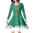 thumbnail image 1 of Girls' Dresses Kids Christmas Trees Deer Print Christmas Long Sleeve Party Princess Communion Dresses For Girls Size 4-5T, 1 of 5