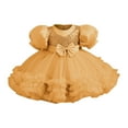 thumbnail image 1 of Girls Dresses Kids Flower Ruffle Beads Toddler Tutu Dresses Bowknot Wedding Pageant Birthday Party Princess Dress Size 2 Y-3 Y, 1 of 3