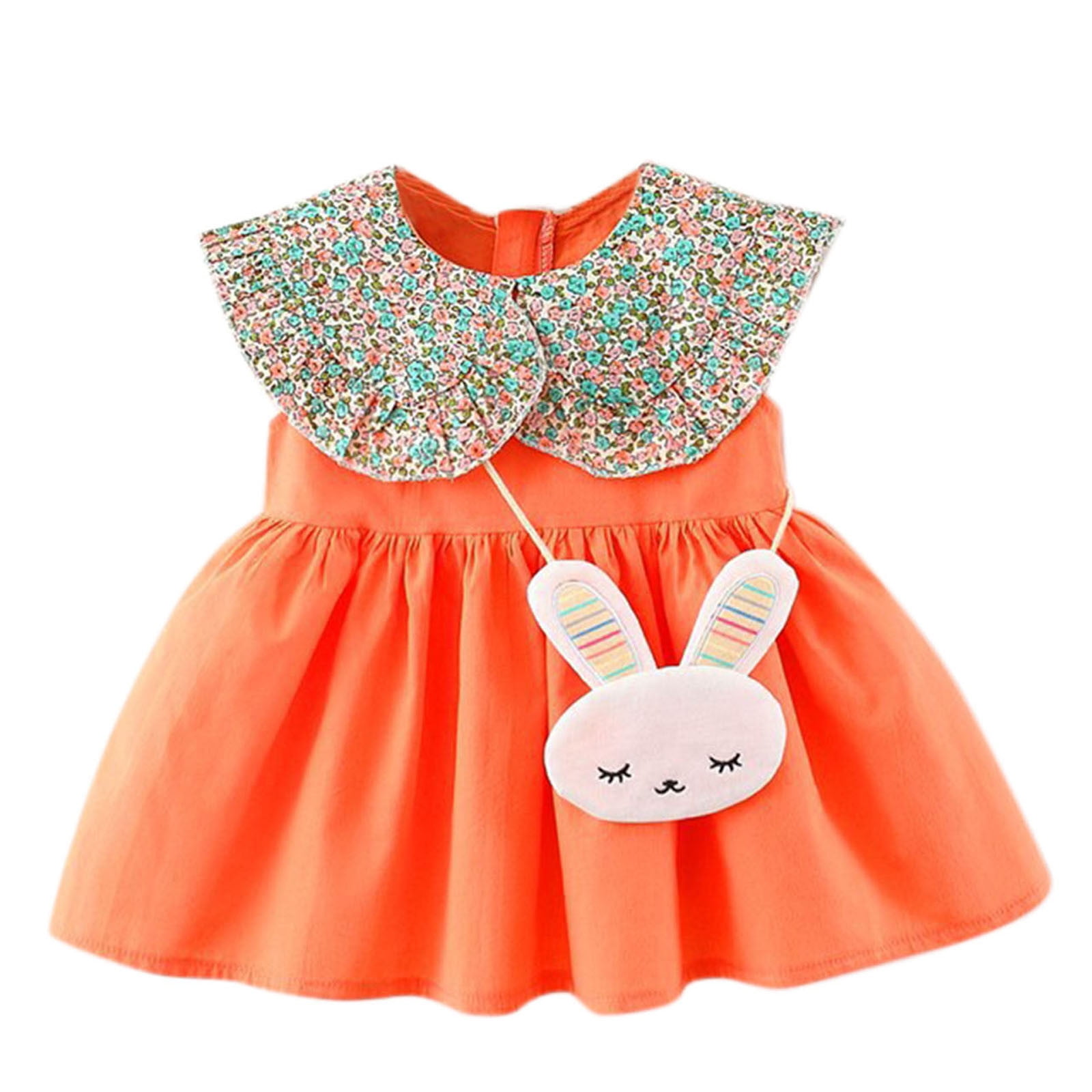 Girls Dresses Kids Girls Round Neck Sleeveless Floral Princess Dress Bag Clothes Outfits Summer