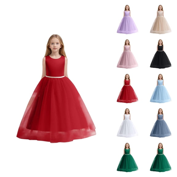 Girls Dresses Party Dress for Girls Flower Girls Satin Pageant Dress For Wedding Kids Pearls Prom Gowns With Bow Knot