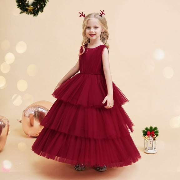 Girls Dresses Party Sleeveless Cake Fashion Sweet Party Performance Toddler Girl Clothes