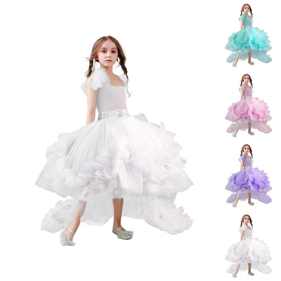 Girls Dresses Princess Dresses Dress For Girls High End Removable Train Puff Skirt Formal Performance Gown Elegant Dress For Party Dress For Kids