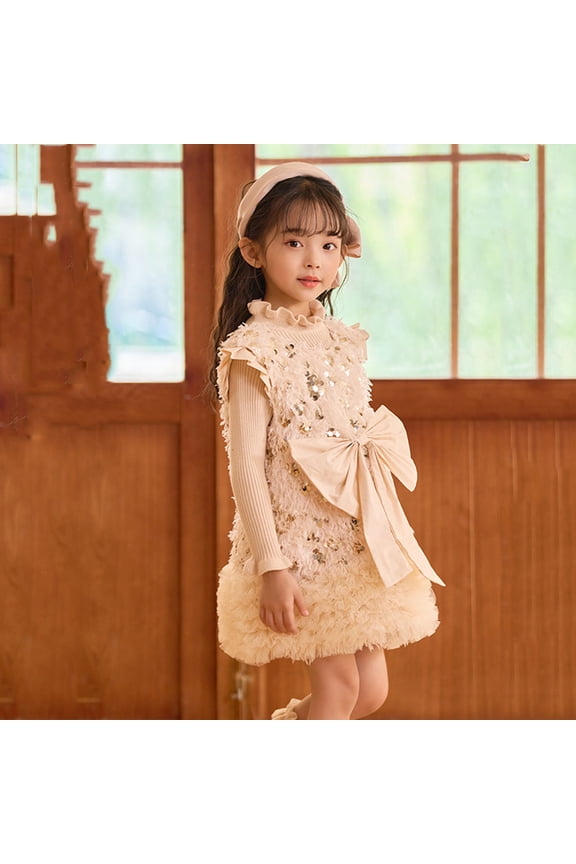 Girls Dresses Print Sleeveless Hoilday Wedding Event Gown Court Style Mesh Kids Outfits