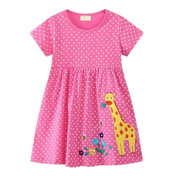 Girls' Dresses Short Sleeve Easter Casual Jrsey Shirt Playwear Applique Kids Clothing