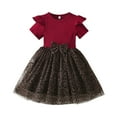 thumbnail image 1 of Girls Dresses Short Sleeve Leopard Prints Ribbed Bowknot Clothes, 1 of 6