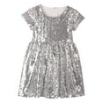 thumbnail image 1 of Girls Dresses Short Sleeve Sequins Party Bridesmaid Wedding Dress Adjustable Waist Blue Sizes 5 Toddler Dress, 1 of 8