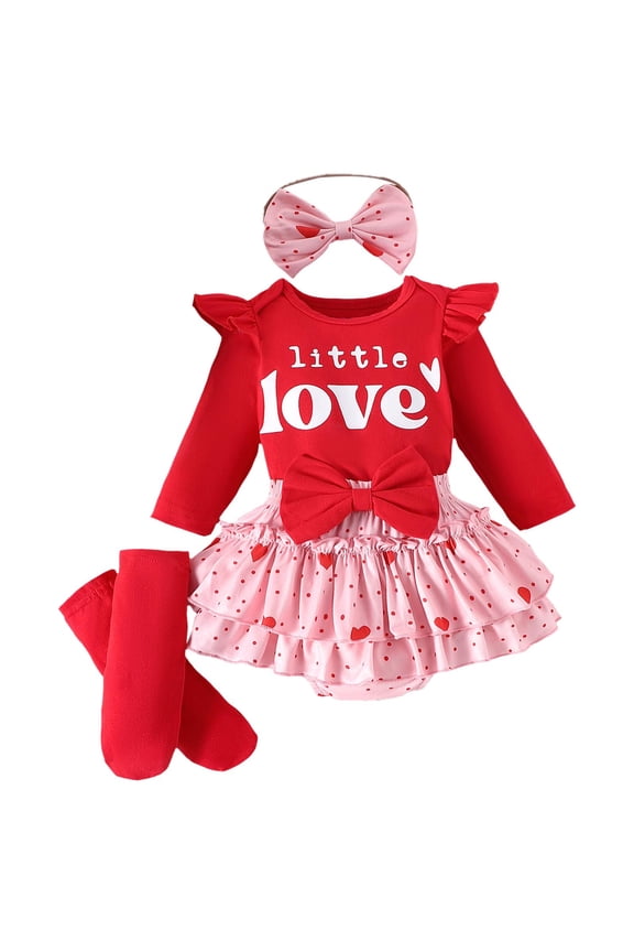 Girls Dresses Size 10 Baby Girl Outfit Clothes Long Sleeve Romper+Blomers Tutu Skirt+Socks+Headband 4Pcs Red,12-18 Months