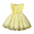 thumbnail image 1 of Girls Dresses Size 5 Birthday Party Dress Embroidery Princess Flower Tutu Dress Wedding Pageant Evening Gown,Yellow,5-6 Years, 1 of 5